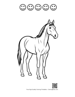 Thumbnail: Standing Racehorse Outline Printable and 5 Happy Face Outline