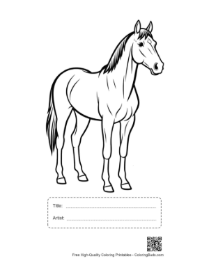 Thumbnail: Standing Racehorse Outline Printable with Title and Artist Box