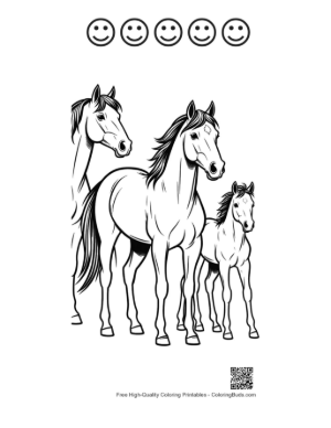 Thumbnail: Three Racehorses Family Lineup Printable and 5 Happy Face Outline