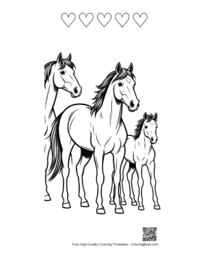 Thumbnail: Three Racehorses Family Lineup Printable and 5 Heart Outline