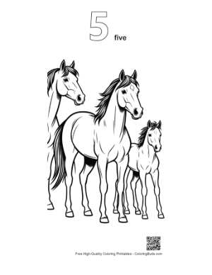 Thumbnail: Three Racehorses Family Lineup Printable Outline Number 5