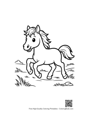 Thumbnail: Cute Wild Horse to Color Printable