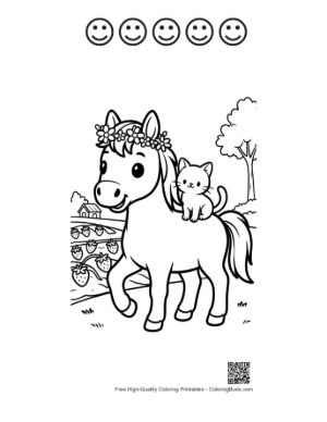 Thumbnail: Cute Wild Horse Printable and 5 Happy Face Outline