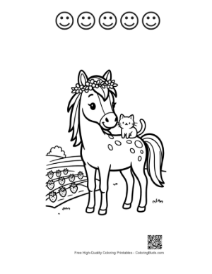 Thumbnail: Cute Wild Horse Printable and 5 Happy Face Outline