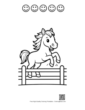 Thumbnail: Cute Wild Horse Printable and 5 Happy Face Outline
