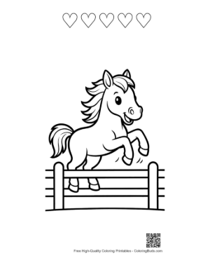 Thumbnail: Cute Wild Horse Printable and 5 Heart Outline