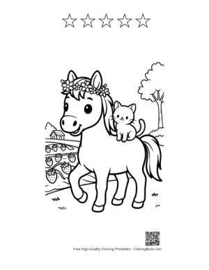 Thumbnail: Cute Wild Horse Printable and 5 Star Outline