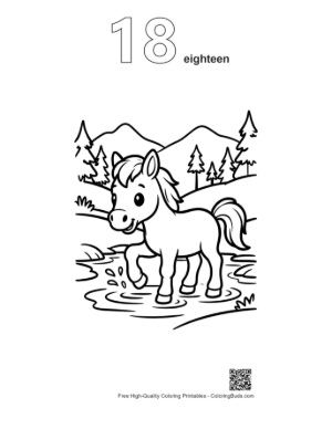 Thumbnail: Cute Wild Horse Printable Outline Number 18