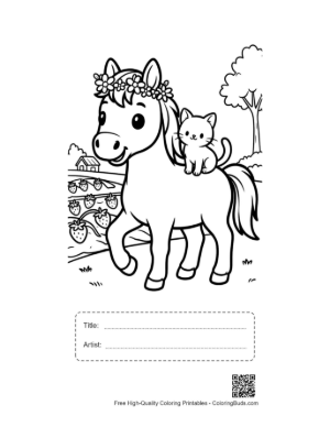 Thumbnail: Cute Wild Horse Printable with Title and Artist Box