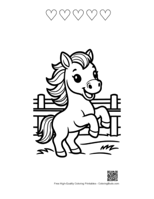 Thumbnail: Download Wild Horse Coloring Sheet Printable and 5 Heart Outline