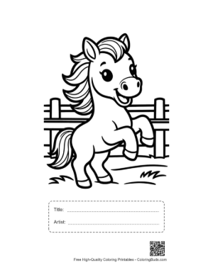 Thumbnail: Download Wild Horse Coloring Sheet Printable with Title and Artist Box