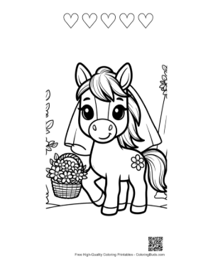 Thumbnail: Download Wild Horse for Kids Printable and 5 Heart Outline