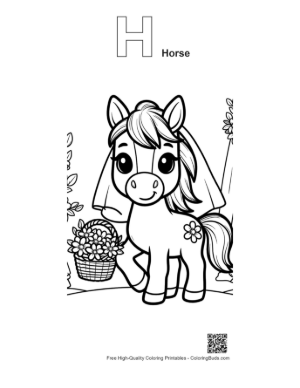 Thumbnail: Download Wild Horse for Kids Printable Outline Alphabet H Horse