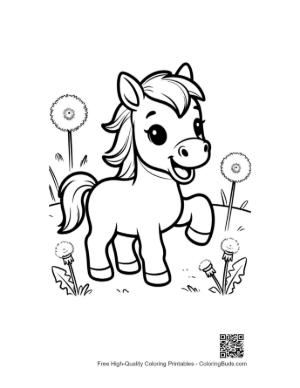 Thumbnail: Easy Cute Wild Horse Coloring Sheet Printable