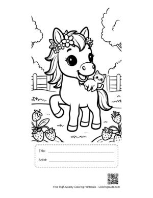 Thumbnail: Easy Wild Horse Printable with Title and Artist Box
