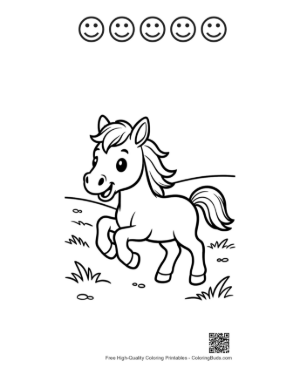 Thumbnail: Free Wild Horse Coloring Sheet Printable and 5 Happy Face Outline