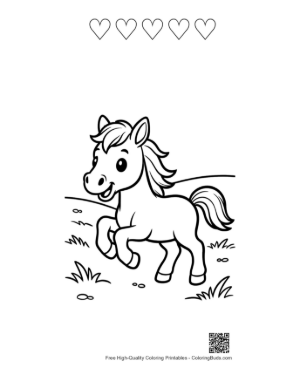 Thumbnail: Free Wild Horse Coloring Sheet Printable and 5 Heart Outline