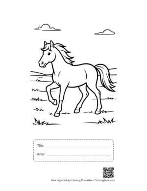 Thumbnail: Graceful Wild Horse Grazing Peacefully in the Countryside Printable with Title and Artist Box