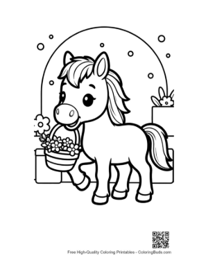 Thumbnail: Little Horse Acting as a Driver in a Toy Vehicle Printable