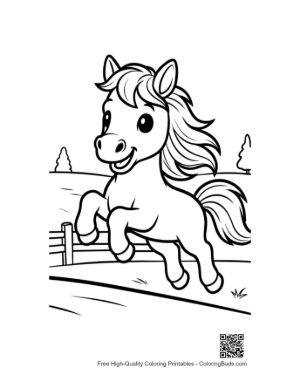 Thumbnail: Little Horse Student Wearing a Backpack in the Field Printable