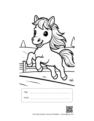 Thumbnail: Little Horse Student Wearing a Backpack in the Field Printable with Title and Artist Box