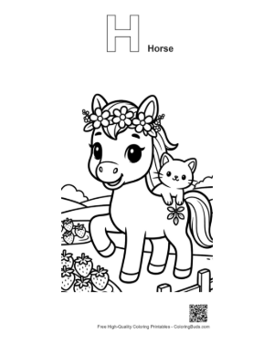 Thumbnail: Wild Horse Coloring Sheet Printable Outline Alphabet H Horse