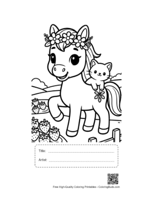 Thumbnail: Wild Horse Coloring Sheet Printable with Title and Artist Box