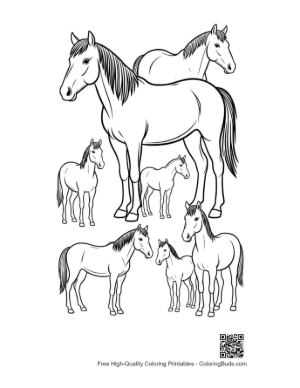 Thumbnail: Wild Horse Family Outline Illustration