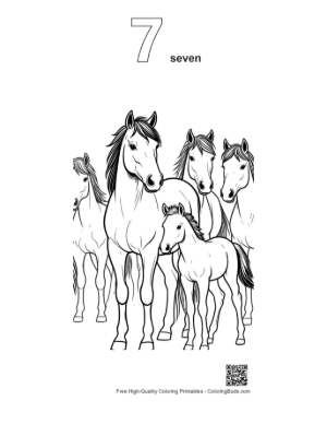 Thumbnail: Wild Horse Family Outline Printable Outline Number 7