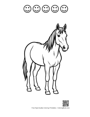 Thumbnail: Wild Horse Standing Proudly Printable and 5 Happy Face Outline