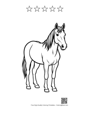 Thumbnail: Wild Horse Standing Proudly Printable and 5 Star Outline