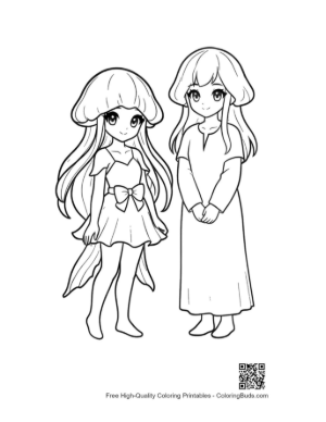Thumbnail: Cute Moon Jellyfish Girls Standing Together