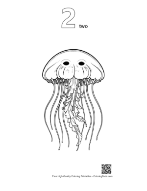 Thumbnail: Elegant Moon Jellyfish Line Art Printable Outline Number 2