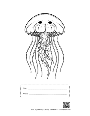 Thumbnail: Elegant Moon Jellyfish Line Art Printable with Title and Artist Box