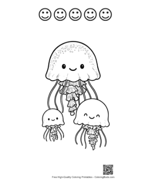 Thumbnail: Happy Moon Jellyfish Family Printable and 5 Happy Face Outline