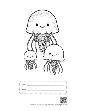 Thumbnail: Happy Moon Jellyfish Family Printable with Title and Artist Box