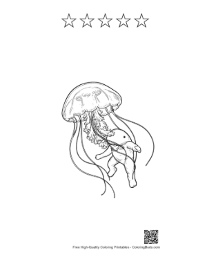 Thumbnail: Moon Jellyfish Carrying Cute Baby Elephant Printable and 5 Star Outline
