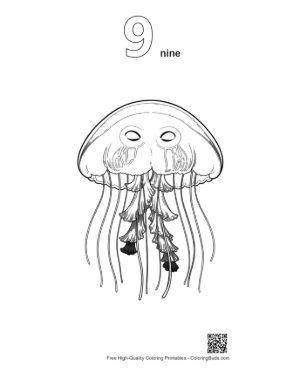 Thumbnail: Moon Jellyfish Line Art Printable Outline Number 9