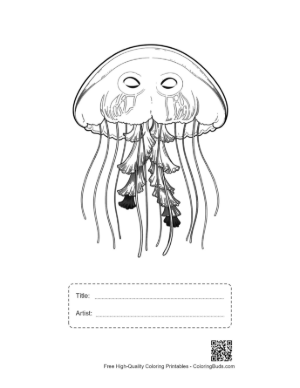 Thumbnail: Moon Jellyfish Line Art Printable with Title and Artist Box
