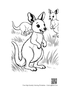 Thumbnail: Cute Baby Kangaroo Joey in the Wild Grassy Field Printable