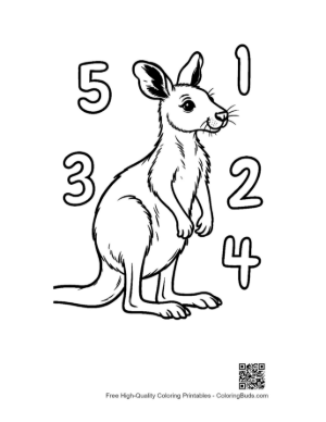 Thumbnail: Educational Kangaroo Coloring Page with Numbers 1-10 Printable