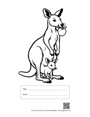 Thumbnail: Joey in Pouch Watching Mother Eat a Delicious Apple Printable with Title and Artist Box