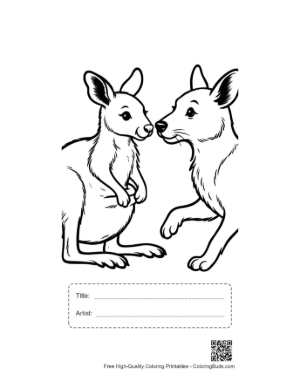 Thumbnail: Mother Kangaroo and Joey in Pouch Printable with Title and Artist Box