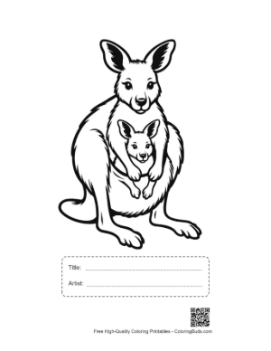 Thumbnail: Mother Kangaroo and Joey in Pouch Printable with Title and Artist Box