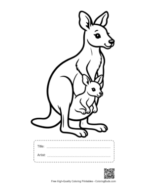 Thumbnail: Mother Kangaroo and Joey in Pouch Printable with Title and Artist Box