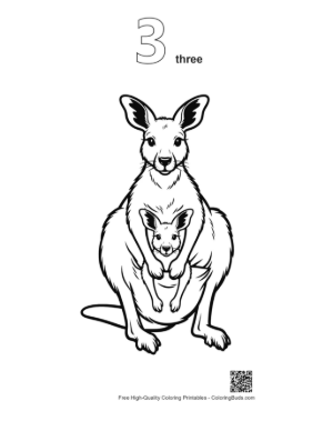 Thumbnail: Mother Kangaroo with Joey in Pouch Printable Outline Number 3