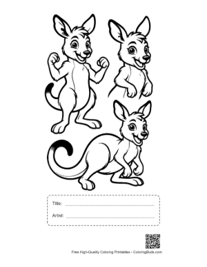 Thumbnail: Playful Baby Kangaroo Set with Different Cute Poses Printable with Title and Artist Box