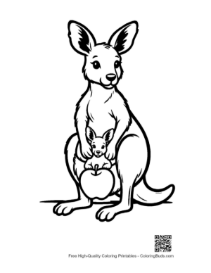 Thumbnail: Sweet Baby Kangaroo Tucked Safely in Mommy's Pouch Printable
