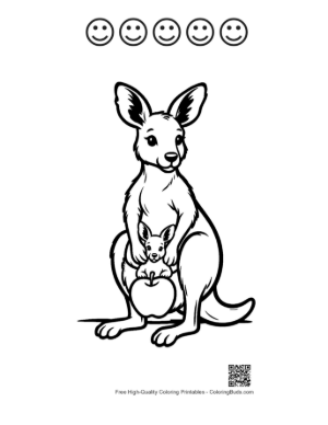Thumbnail: Sweet Baby Kangaroo Tucked Safely in Mommy's Pouch Printable and 5 Happy Face Outline