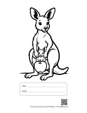 Thumbnail: Sweet Baby Kangaroo Tucked Safely in Mommy's Pouch Printable with Title and Artist Box
